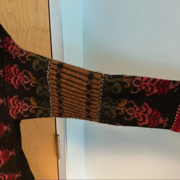 SNOWFLAKE TM Sz XL 100% Wool Jacquard Brocade Detail Cardigan Sweater - Picture 4 of 11